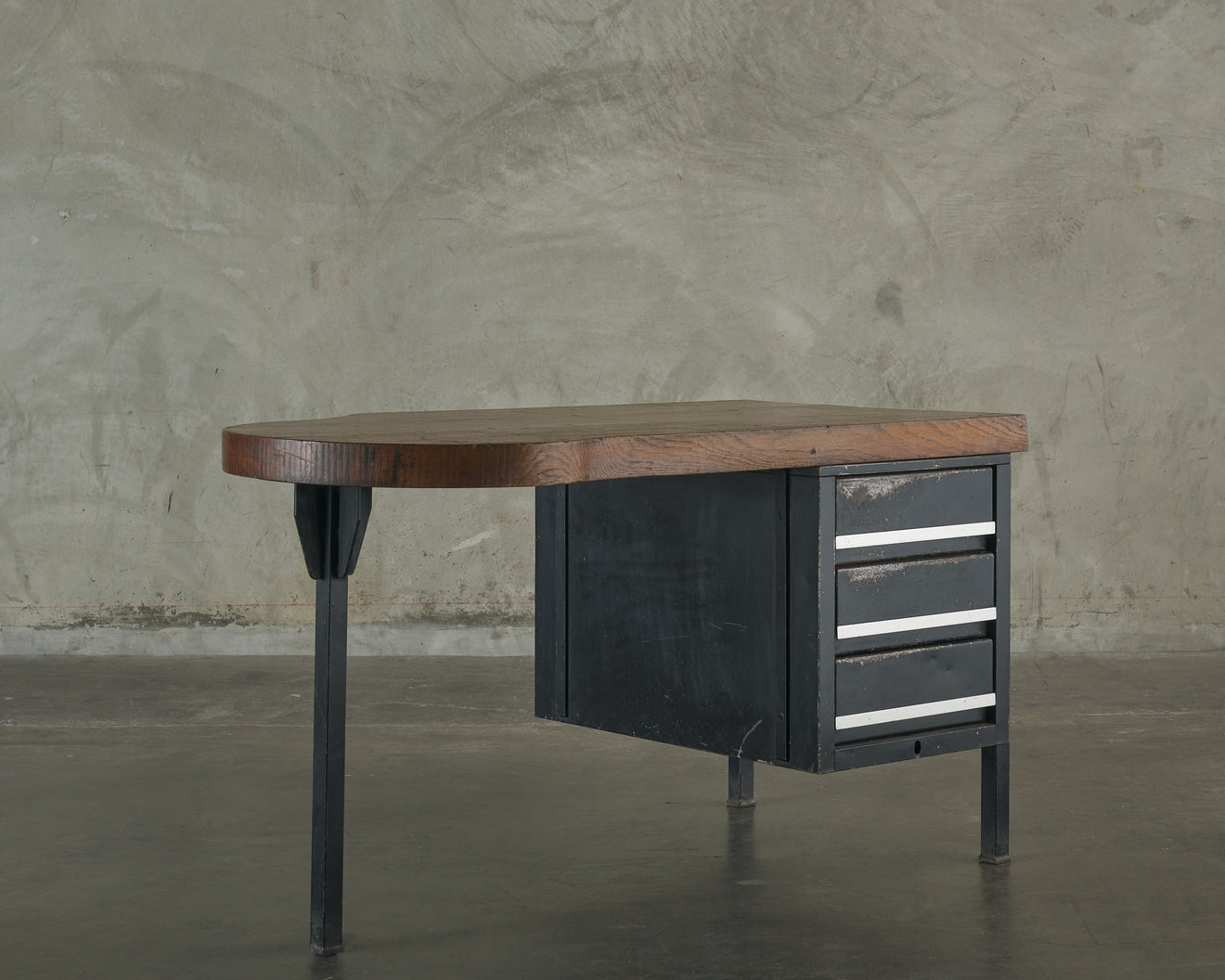 FRENCH OAK TOP AND STEEL DESK